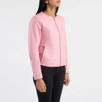 Elixir Collarless Pink Women Jacket