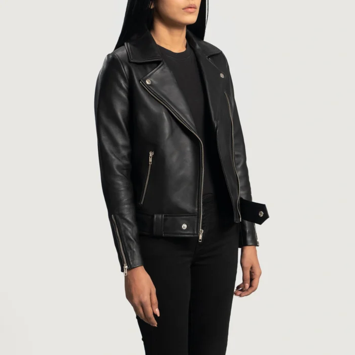 Black Biker Women Leather Jacket