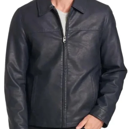 Men Plain Biker Black Leather Jacket