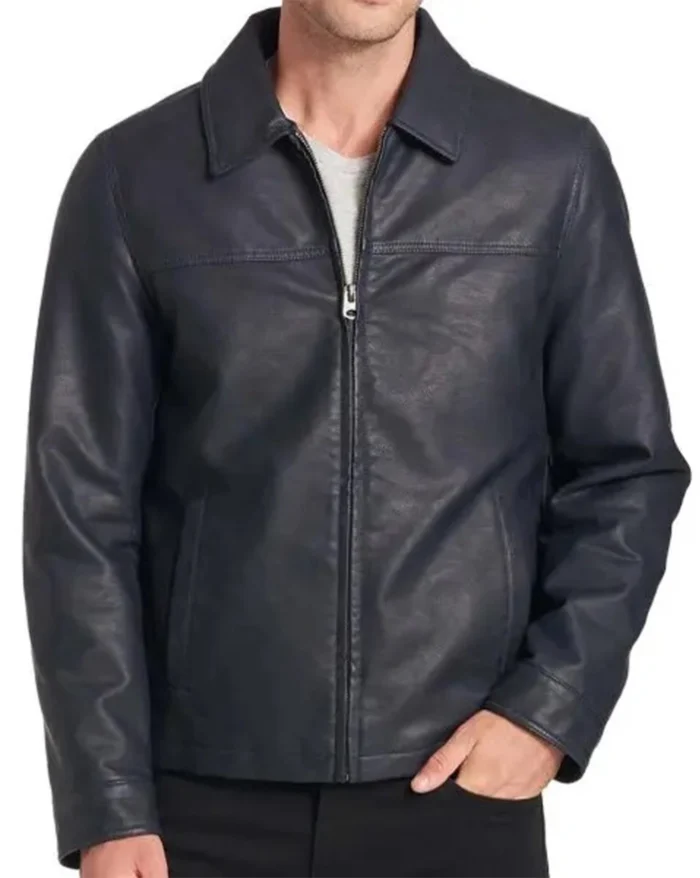 Men Plain Biker Black Leather Jacket