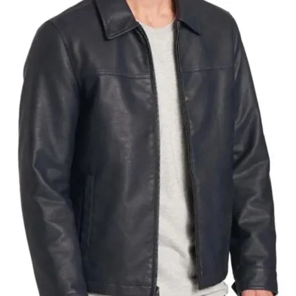 Men Plain Biker Black Leather Jacket