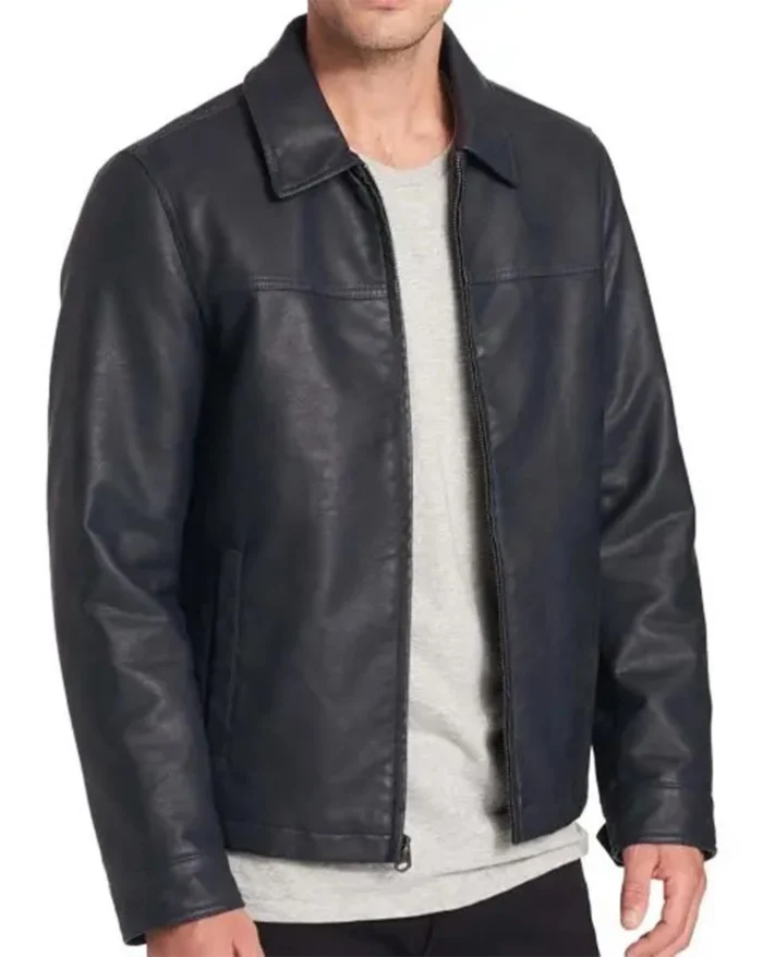 Men Plain Biker Black Leather Jacket