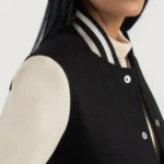 Black White Hybrid Varsity Women Jacket