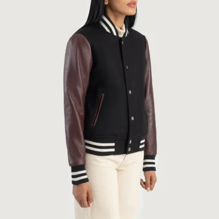 Maroon And Black Hybrid Varsity Jacket