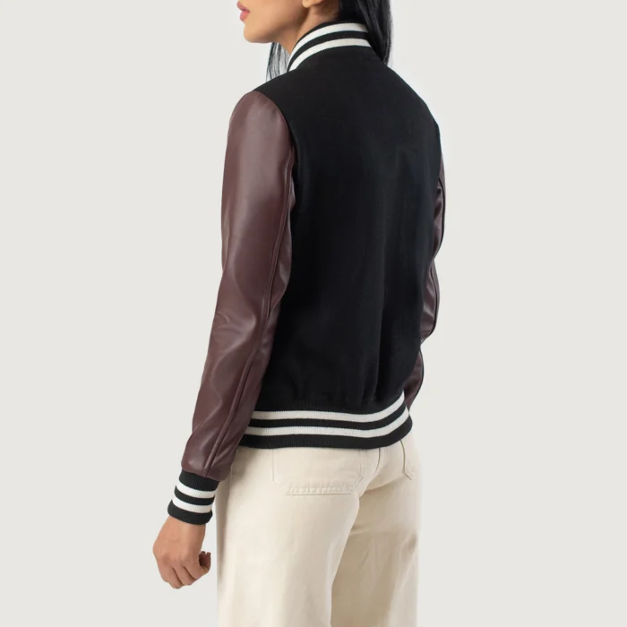 Maroon And Black Hybrid Varsity Jacket