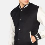 Black White Varsity Wool Jacket