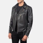 Men Leather Biker Black Jacket