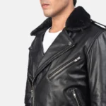 Men Futon Black Leather Biker Jacket