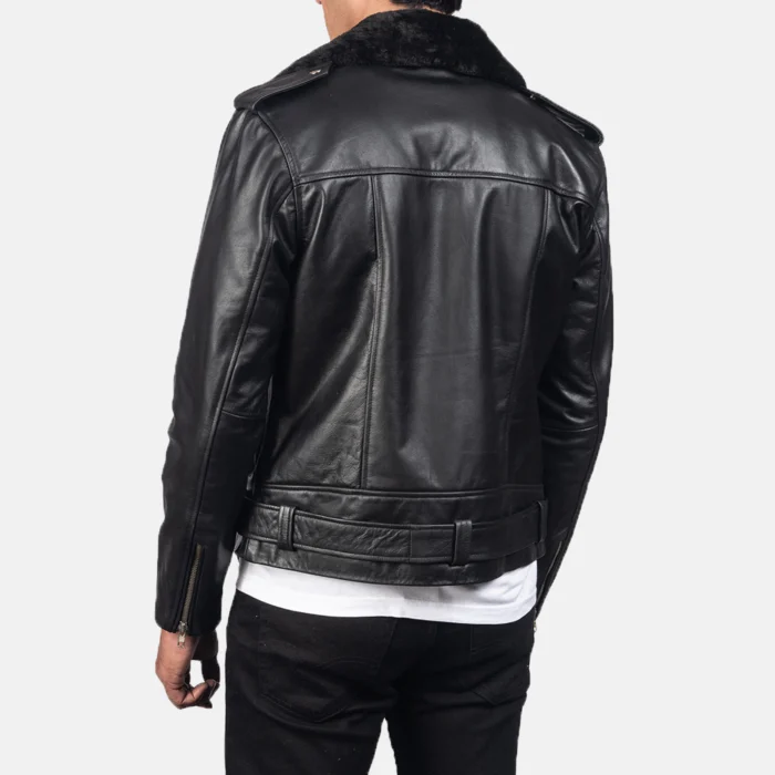 Men Futon Black Leather Biker Jacket