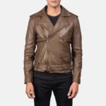 Brown Mocha Men Biker Leather Jacket