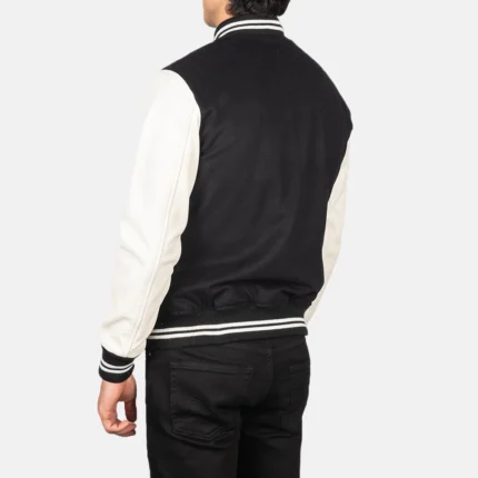 Black White Varsity Wool Jacket