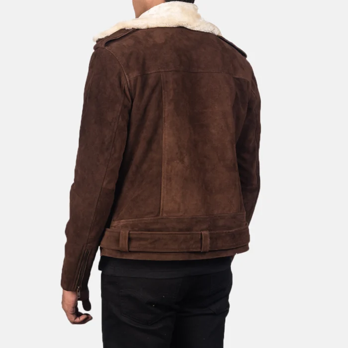 Brown Mocha Suede Leather Biker Jacket