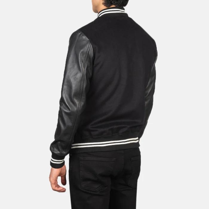 Black Striped Hybrid Varsity Men Jacket