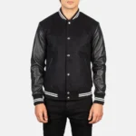 Black Striped Hybrid Varsity Men Jacket