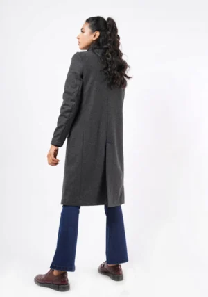 Women Dark Grey Wool Long Coat