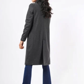 Women Dark Grey Wool Long Coat