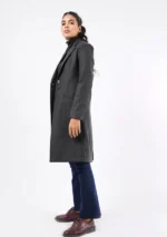 Women Dark Grey Wool Long Coat