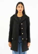 Women Black Wool Long Coat