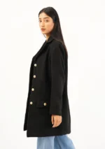 Women Black Wool Long Coat