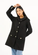 Women Black Wool Long Coat