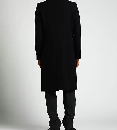 Men Black Single Breasted Wool Coat