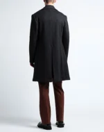 Men Black Double Breasted Wool Coat