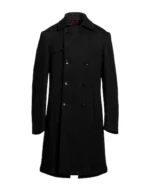 Men Black Double Breasted Wool Coat