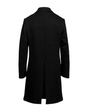 Men Black Double Breasted Wool Coat