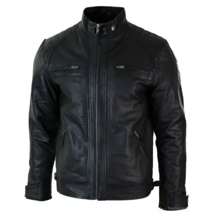 Men Retro Style Biker Leather Jacket