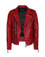 Motorcycle Men And Women Red Leather Jacket