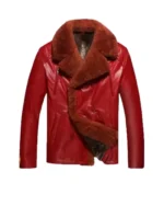 Men And Women Shearling Red Leather Jacket