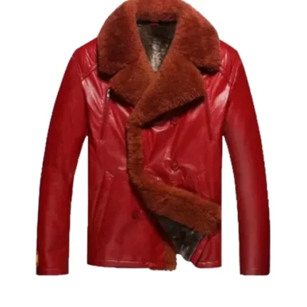 Men And Women Shearling Red Leather Jacket