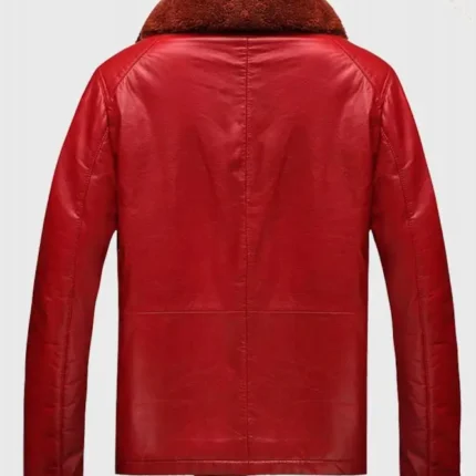 Men And Women Shearling Red Leather Jacket