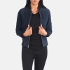 Women's Blue Suede Flight Leather Jacket | Pelle Pelle Store