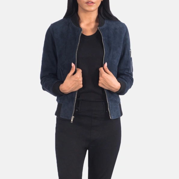 Women's Blue Suede Flight Leather Jacket | Pelle Pelle Store