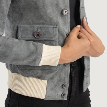Women's Grey Flight leather jacket | Pelle Pelle Store view 3
