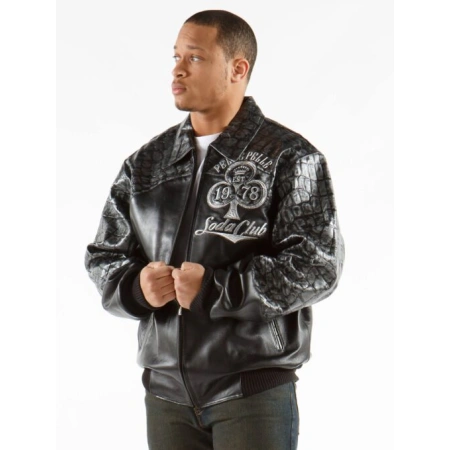 Pelle Pelle High Rollers Croc Leather Jacket | Black Jacket view 2