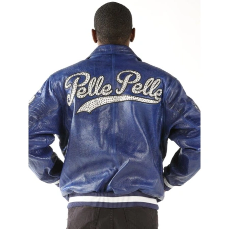 Pelle Pelle Blue MB Leather Varsity Jacket