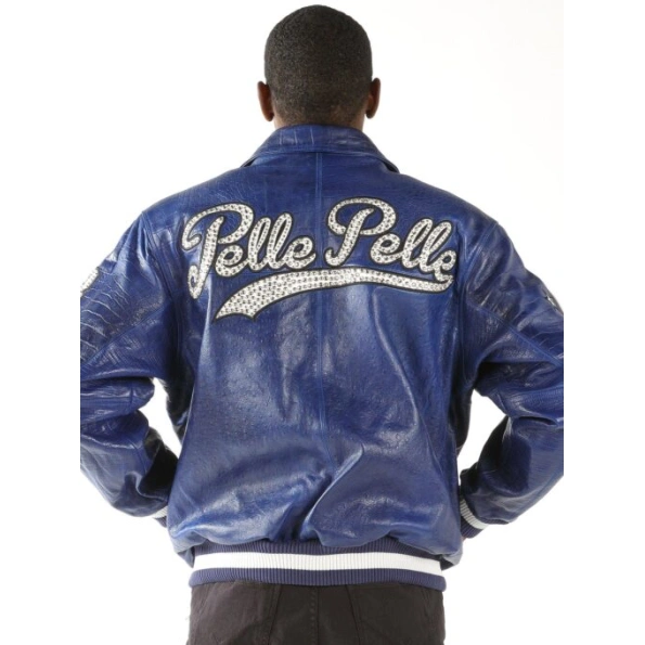 Pelle Pelle Blue MB Leather Varsity Jacket