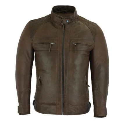 Brown Cafe Racer Motorcycle Leather Jacket