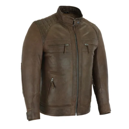 Brown Cafe Racer Motorcycle Leather Jacket