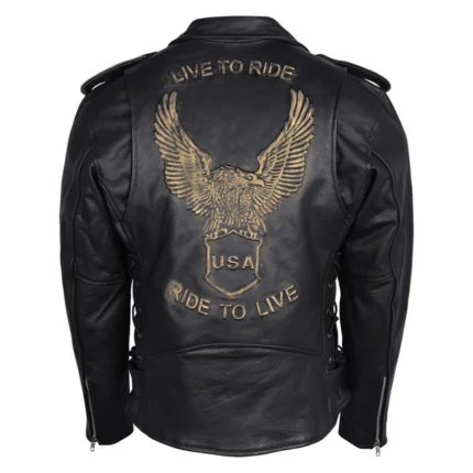 Live To Ride USA Black Biker Jacket