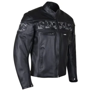 Black Reflective Skull Biker Jacket