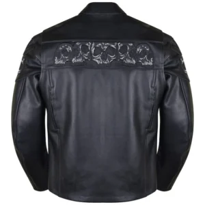 Black Reflective Skull Biker Jacket