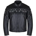 Black Reflective Skull Biker Jacket