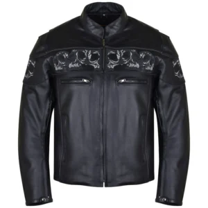 Black Reflective Skull Biker Jacket