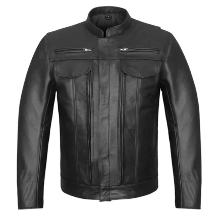 Pure Black Motorcycle Leather Jacket