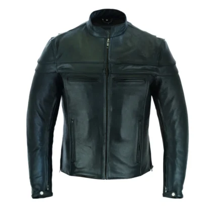 Cafe Racer Black Biker Leather Jacket