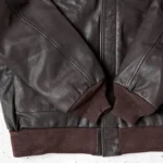 Dark Brown Leather Bomber Jacket