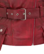 Women Biker Red Leather Jacket